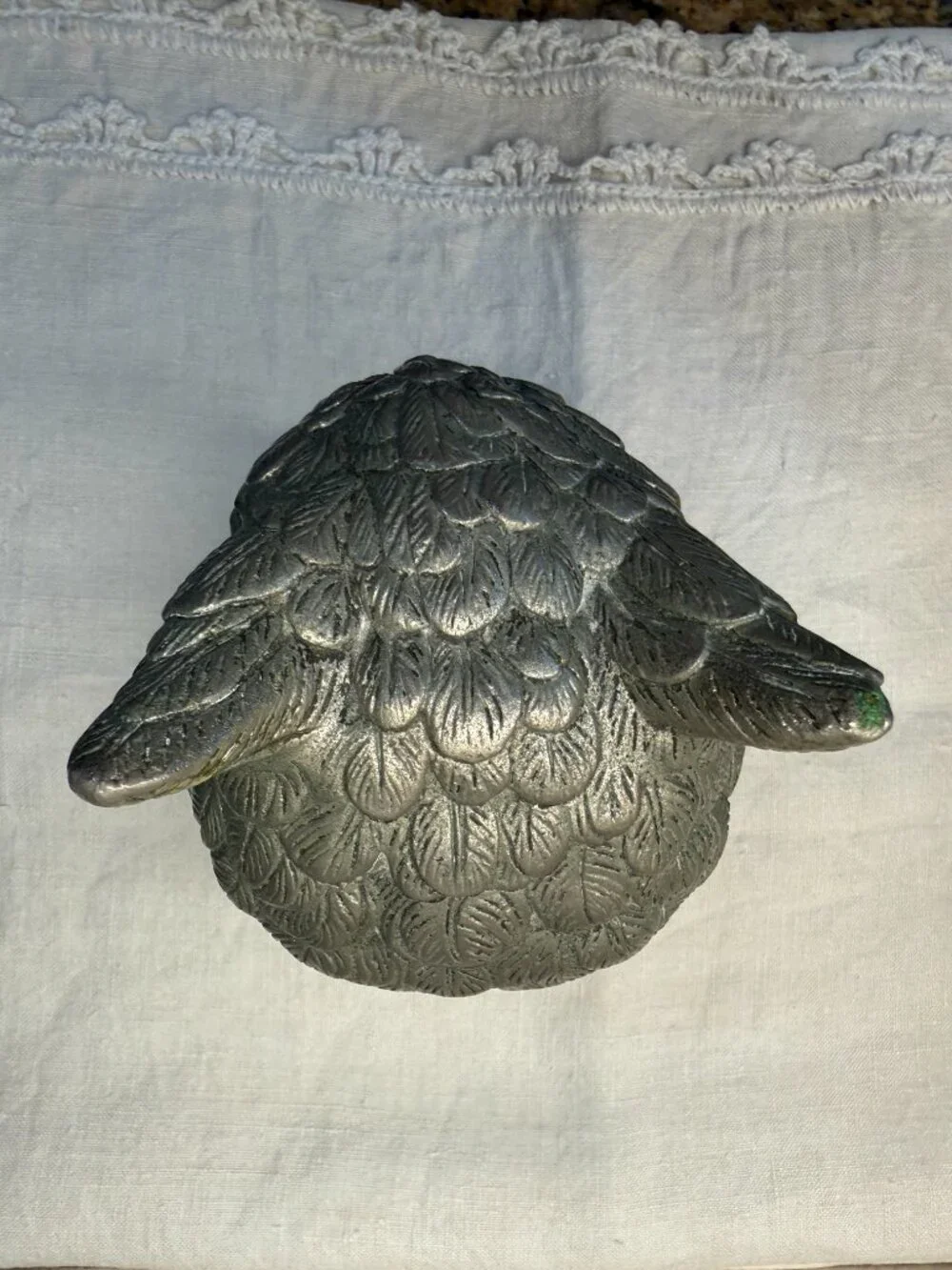 Vintage Owl Figurine, Heavy, Marked MB